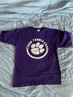 Youth Clemson Tiger Tennis Camp Purple Graphic Tee Size L 14/16